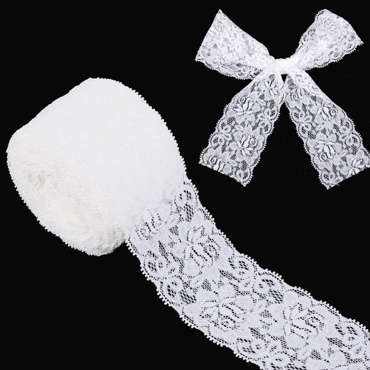 1 Roll 10 Yards White Lace Trim Ribbon for Bridal Wedding DIY 2.36in