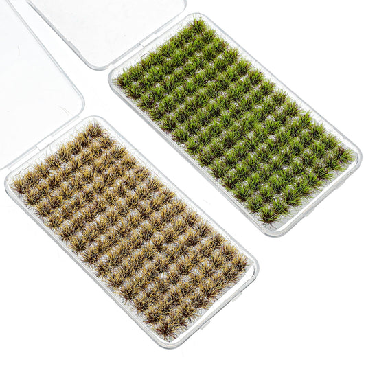 Fiyooau 208 Pcs Static Grass Tufts Miniature Model Grass Tufts Hobby Train Scenery Accessories for Train Landscape Railroad Scenery Sand Layout Model War Gaming Terrain
