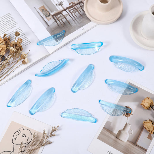 Lash Lift Rods, Self-Adhesive Super Soft 10 Pcs Shell Blue Lash Lift Pads, Extreme Eyelash Curler Glueless, Reusable, 5 Sizes