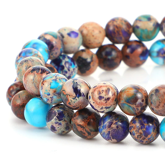 Yolev 60Pcs Purple-Blue Jasper Beads Imperial Sea Sediment Natural Gemstone Beads 6MM Colorful Round Stone Bead for Jewelry Making