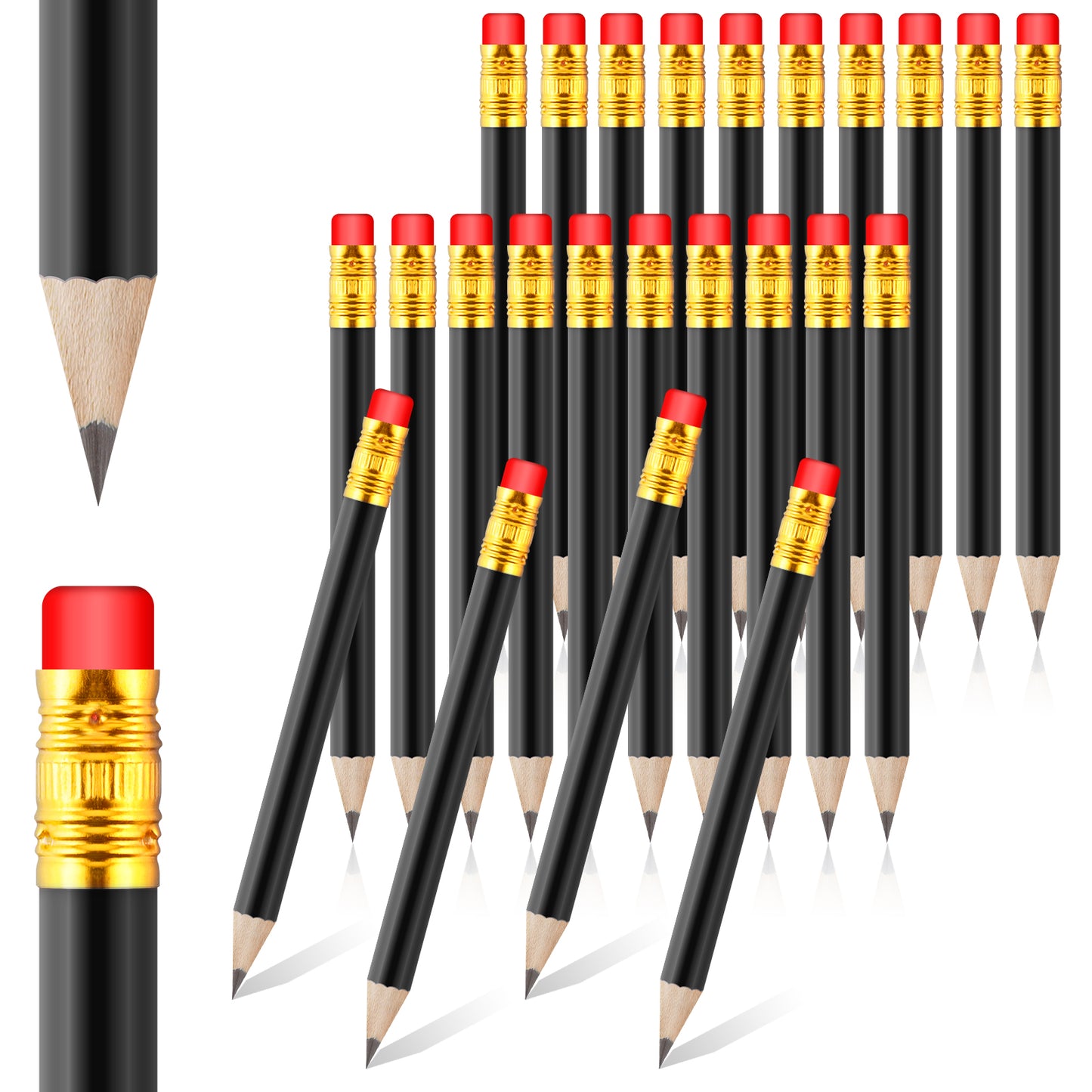 DIVINA VITAE 24 Pcs White Golf Pencils With Erasers, Mini Wooden Hexagonal Short Pencils For School, Office, Party Favors, Pocket Writing