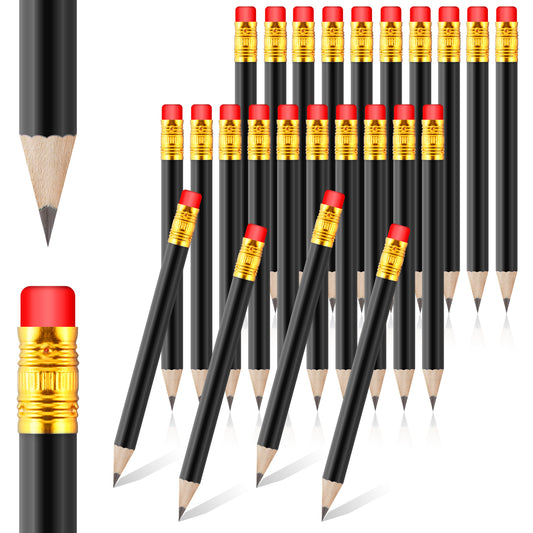 DIVINA VITAE 24 Pcs White Golf Pencils With Erasers, Mini Wooden Hexagonal Short Pencils For School, Office, Party Favors, Pocket Writing