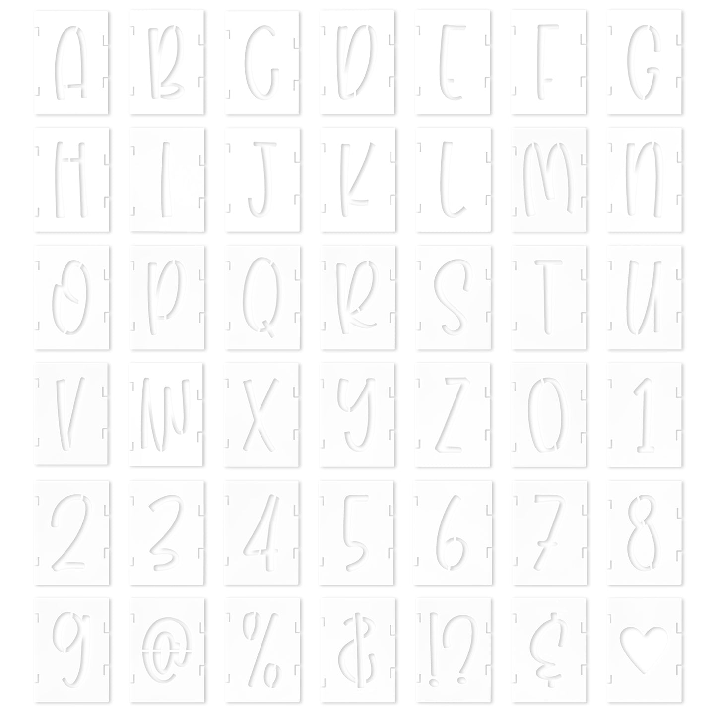Letter Stencils 4 Inch Cursive Stencil Letters Number Template 42 Pcs Letter Stencils for Crafts Reusable Stencils for Painting Chalkboard Wood Signs Wall Art