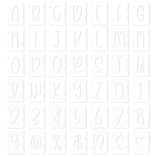 Letter Stencils 4 Inch Cursive Stencil Letters Number Template 42 Pcs Letter Stencils for Crafts Reusable Stencils for Painting Chalkboard Wood Signs Wall Art