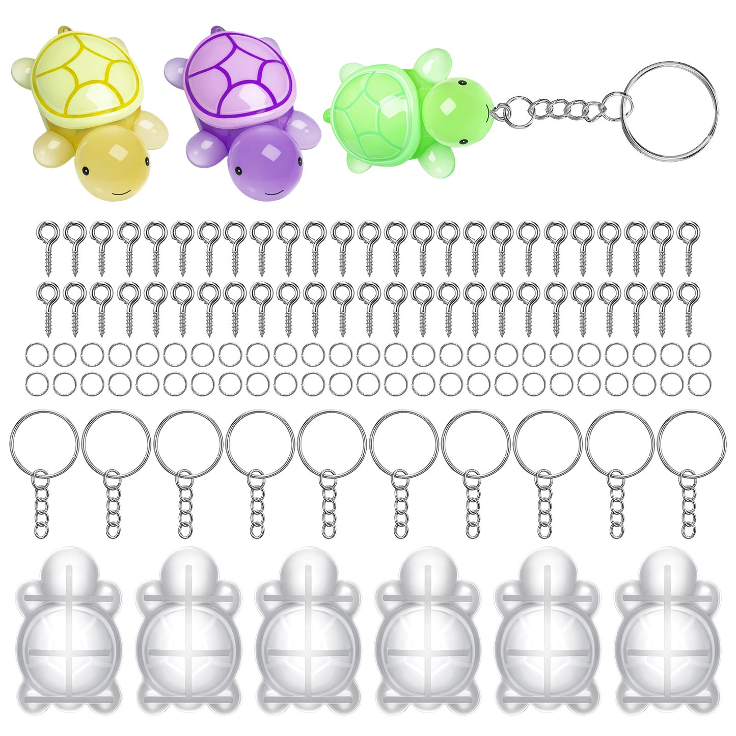 6 Pcs Mini Turtle Silicone Resin Molds Cute Tortoise Epoxy Resin Casting Mould Reusable Ocean Animal DIY Craft Making Supplies for Keychain Pendant Jewelry Ornament Micro Landscape Home Decoration