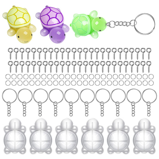 6 Pcs Mini Turtle Silicone Resin Molds Cute Tortoise Epoxy Resin Casting Mould Reusable Ocean Animal DIY Craft Making Supplies for Keychain Pendant Jewelry Ornament Micro Landscape Home Decoration