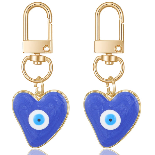 Josojoou Evil Eye Keychain, Sweat-heart Keychains with Evil Eye Charm, Evils Eyes Bag Purse Charm, Good Luck Amulet Protection Accessories for Women Men