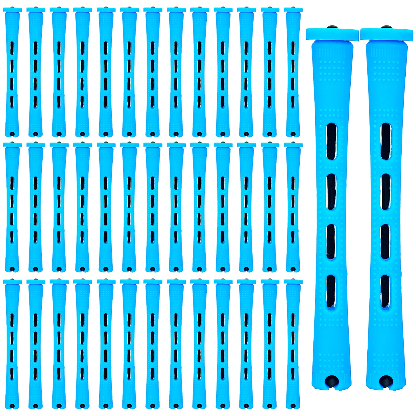 Hair Perm Rods Set, 40PCS Blue Plastic Curler Perming Rods With Steel Pintail Comb, DIY Hair Curler Styling Tools For Hairdressing