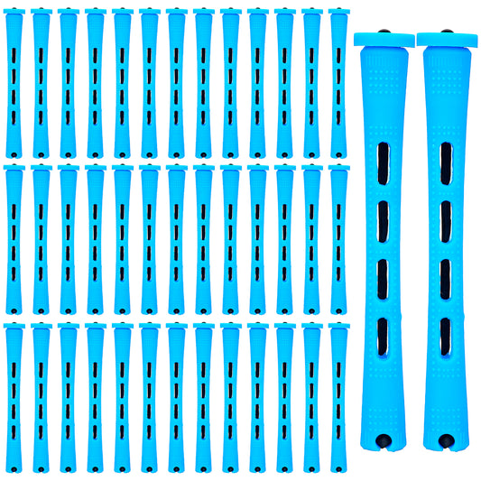 Hair Perm Rods Set, 40PCS Blue Plastic Curler Perming Rods With Steel Pintail Comb, DIY Hair Curler Styling Tools For Hairdressing