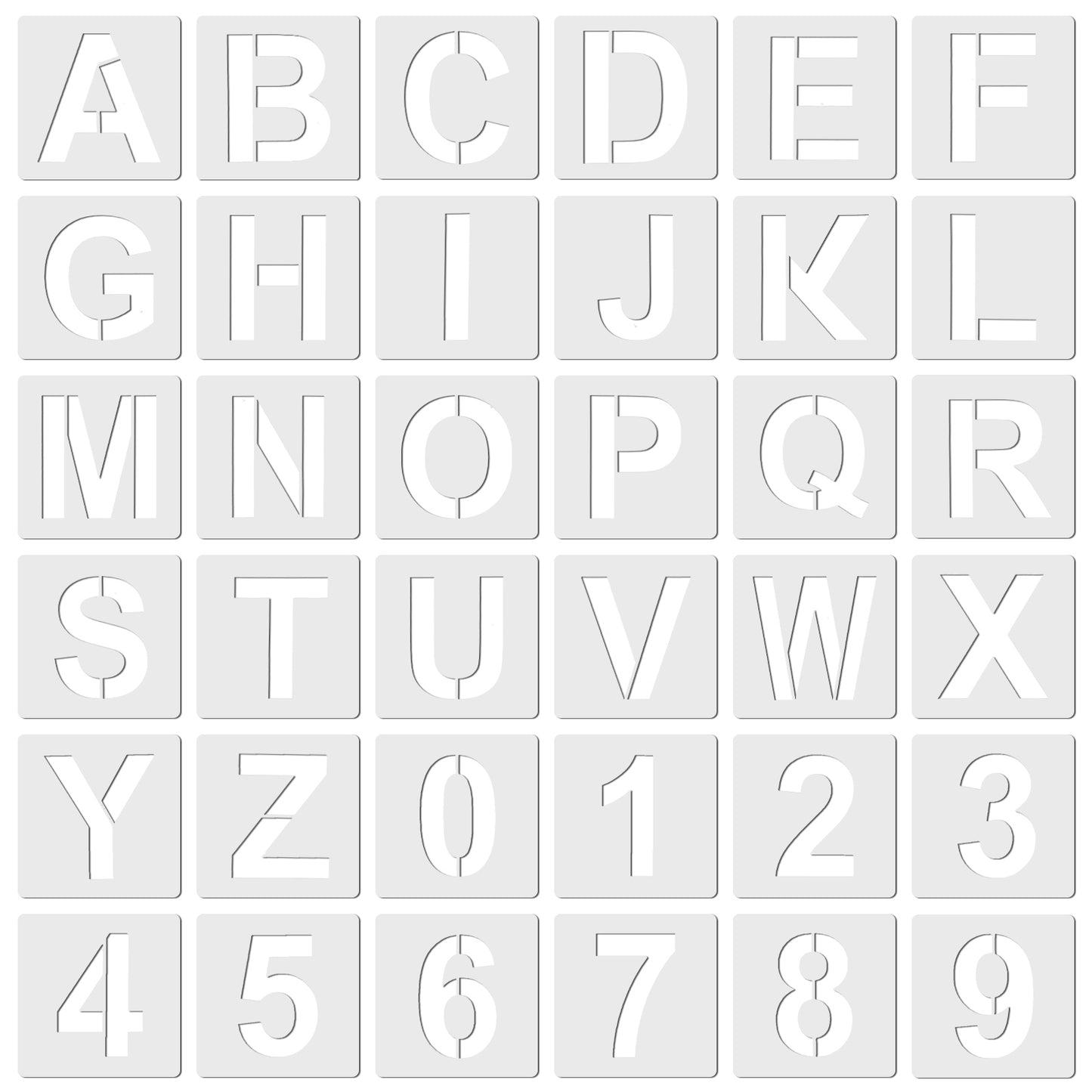 Lusofie 3 Inch Number Letter Stencils 36 Pcs Reusable Alphabet Stencils Plastic Stencils for Painting On Wood Wall Fabric Chalkboard Signage Door Glass DIY Craft Decoration