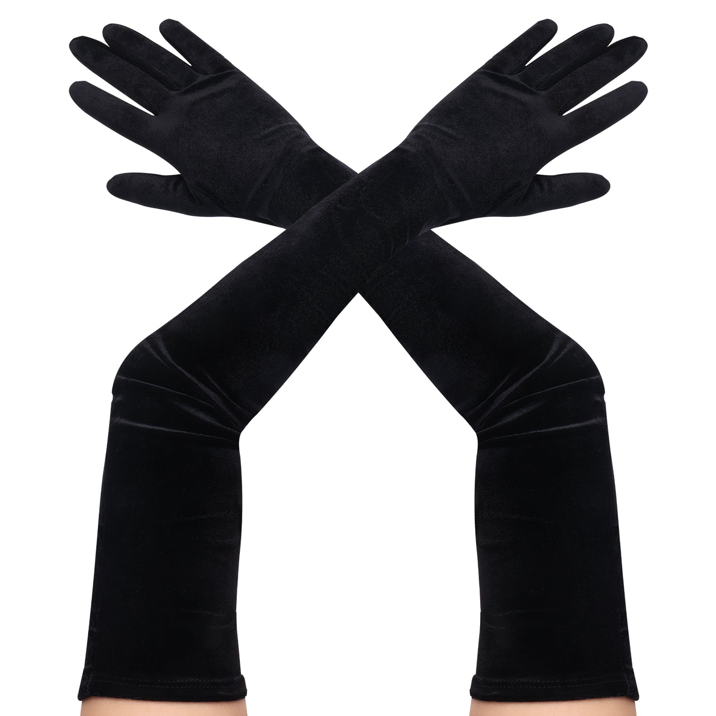 Lusofie Super Long Velvet Gloves -Women's 1920s Opera Satin Gloves for Bridal, Evening, Wedding, Formal, Christmas, and Halloween