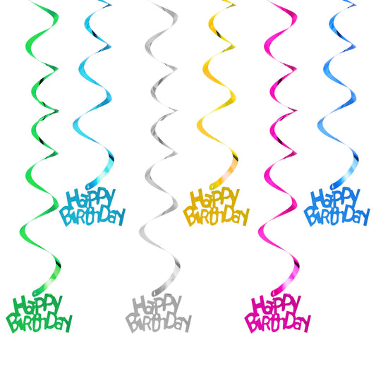 Ziuohaa 12PCS Multicolored Party Streamers Happy Birthday Decorations