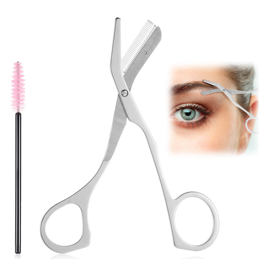 Eyebrow Scissors for Women,Eyebrow Scissors with Comb,Stainless Steels Eyebrows Trimmer Scissor and Cleaning Brush Eyebrows Trimming Kit for Women Men