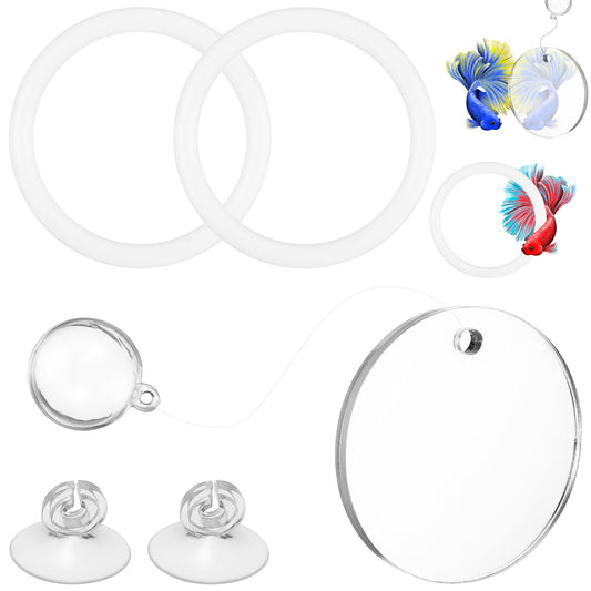Neyauo Betta Fish Toys Set, Betta Ring And Mirror Enrichment Toys