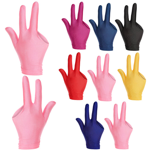 HekouJiub 8Pcs Billiards Glove, Universal Three Fingers Billiard Gloves, Breathable Elastic Sports Pool Glove for Women Men Left and Right Hand