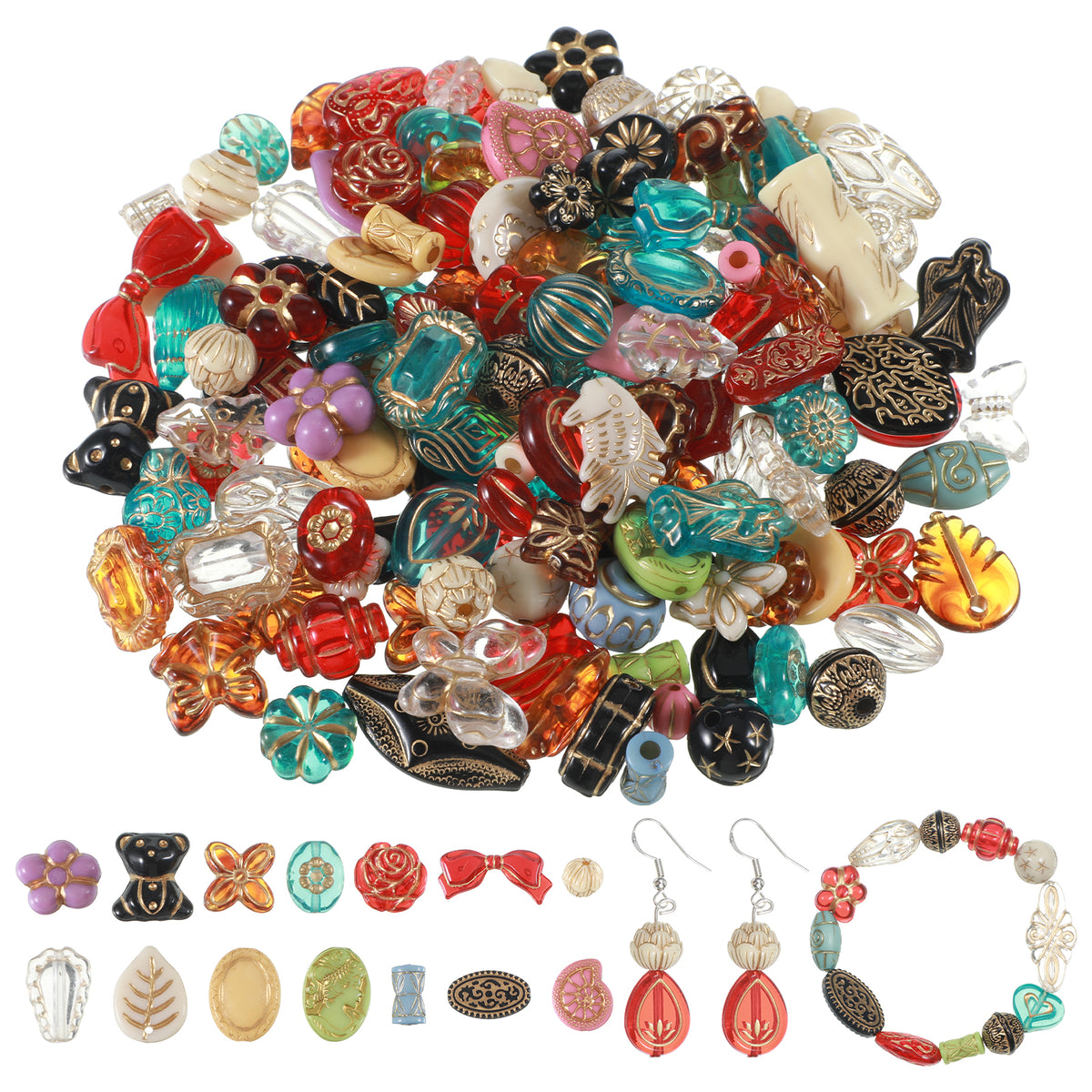 100g Acrylic Beads Mixed Colors for Jewelry Making, DIY Crafts