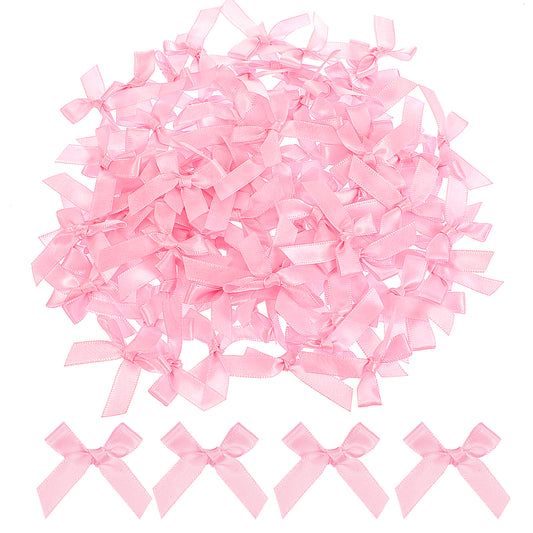 Pink Mini Bows Soft Ribbon Bows Cute Satin Fabric Bows for Mobile Phone Cases, Pets, Household Items, Birthday Party and Other Holiday Decorations(200Pcs)