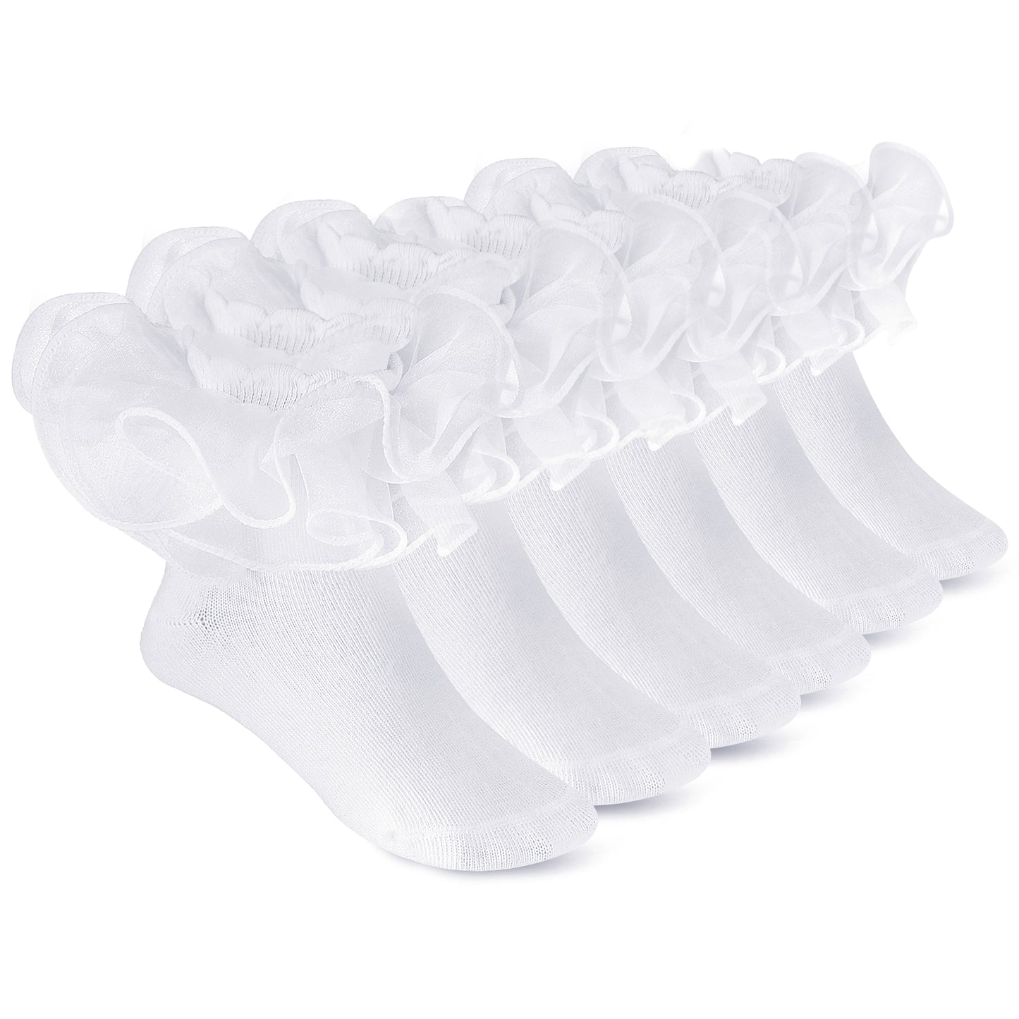 Meyeyaia 3 Pairs Girls Ruffle Lace Socks Toddler White Socks Ruffle Girls for Formal Occasions as well as Daily Wear 2-3 Years