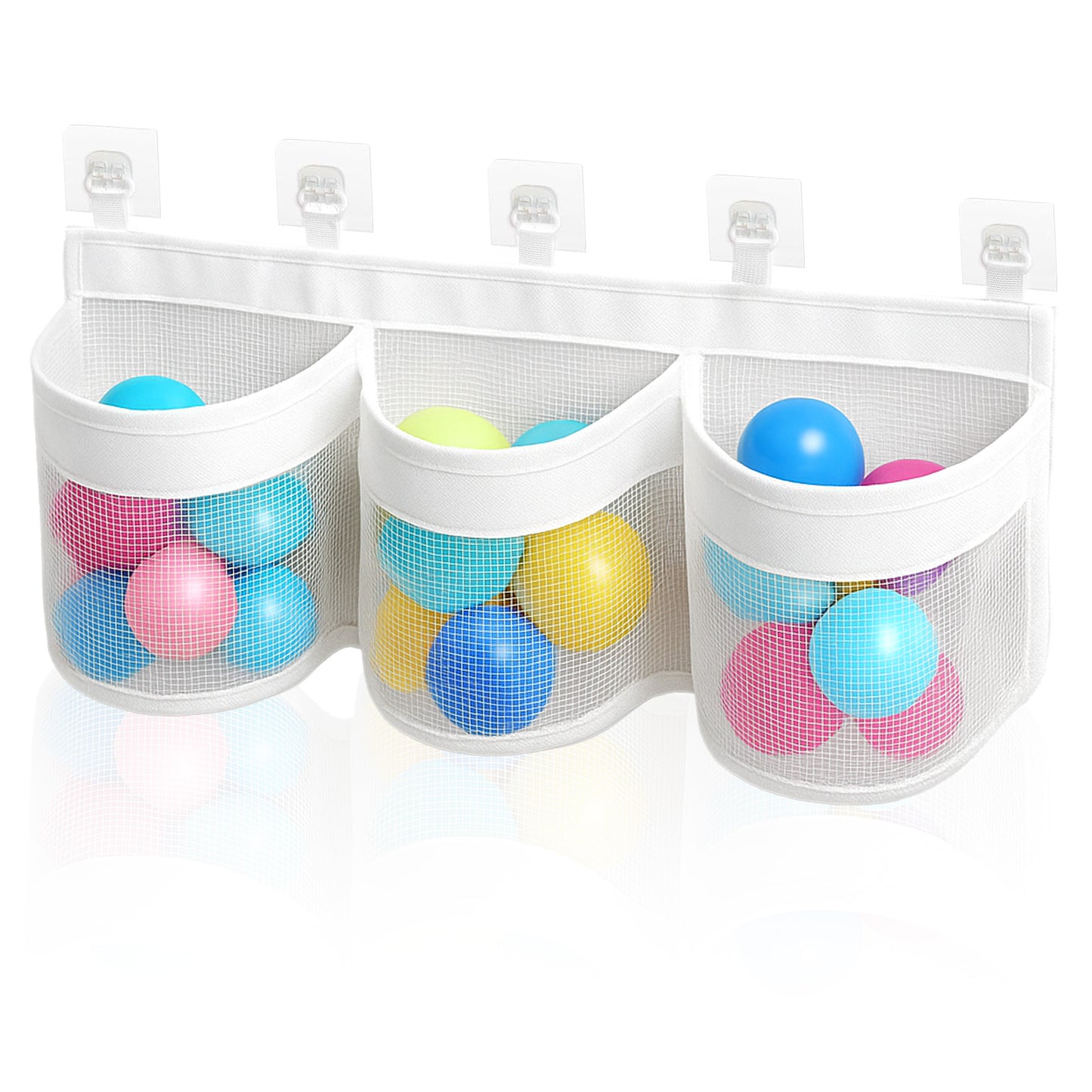 Bath Toy Organizer, Bath Tub Toy Storage, Shower Toys Holder, Mesh Shower Organizer Basket for Kids - White Polyester