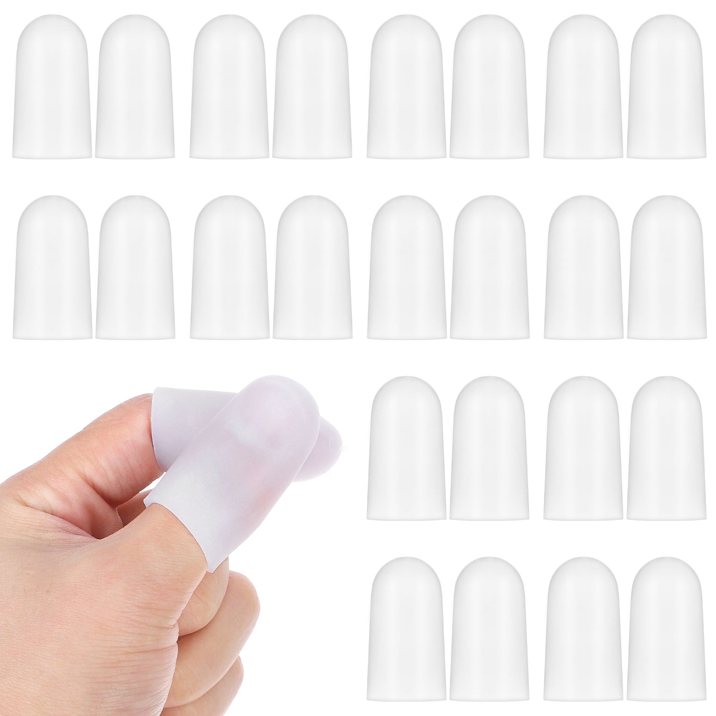 Silicone Finger Protectors for Thumbs, 26pcs Finger Cots Medium, Thumb Protector, Finger Protector for Arthritis, Cracking, Trigger, Peeling, Hangnail, Callus and Pain Relief(White)