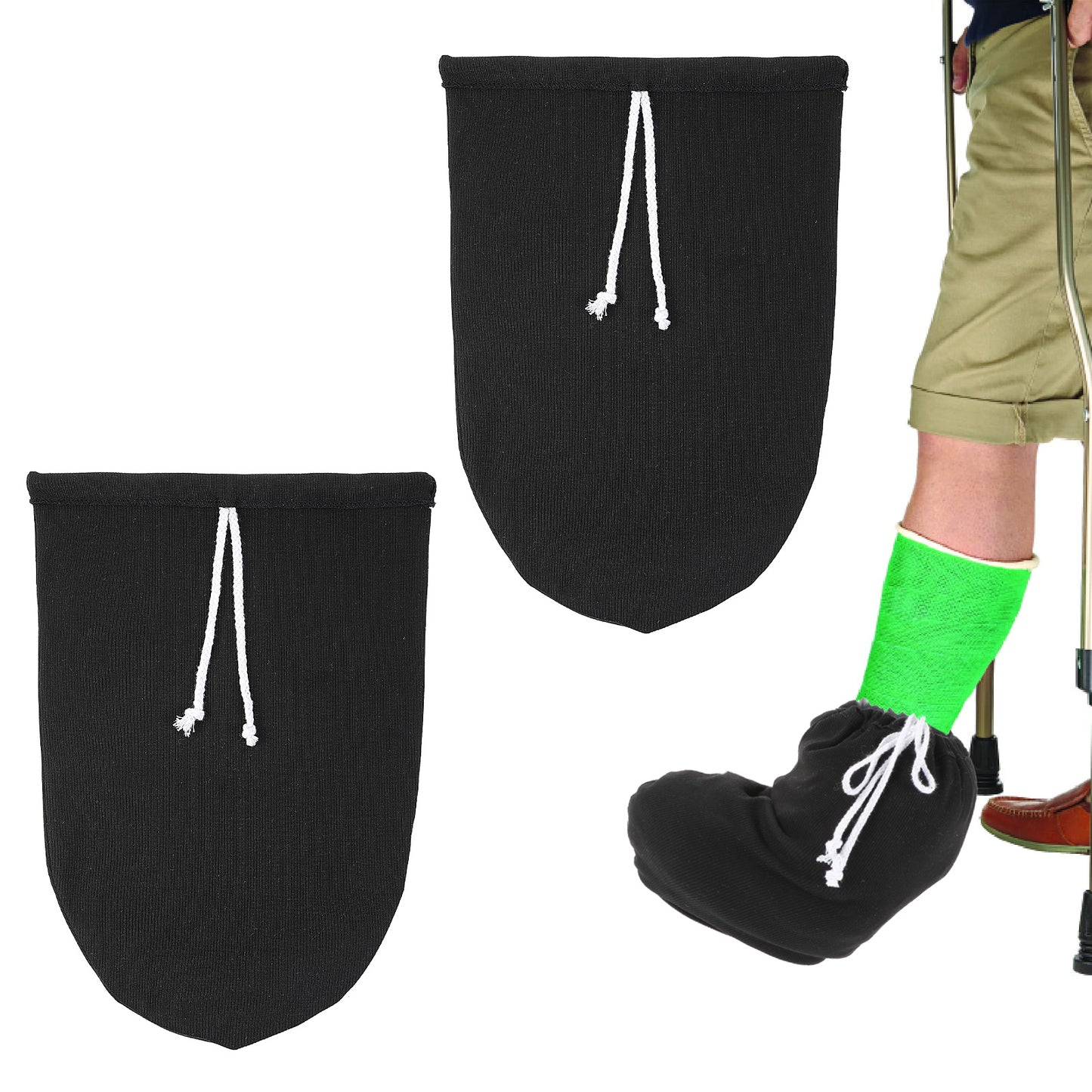 Yolev 2pcs Washable Leg Cast Cover,Adjustable Knee Cast Sock Leg Cast Cover- Below the Knee Leg Cast Sock Cover Warm Foot Cast Sleeve Plaster Stocking Protective Medium Short Foot Cast Cover(2PCS)