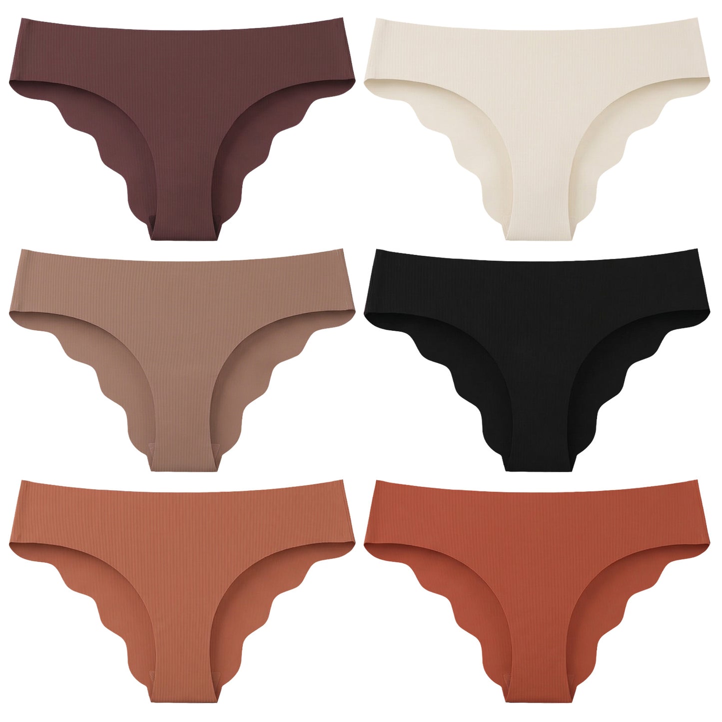 Neyauo 6 Pack Women’s Seamless Underwear No Show Bikini Briefs High Waisted Full Coverage Soft Stretch Breathable Comfortable Invisibles Panties for Ladies Daily Casual Wear Multicolor