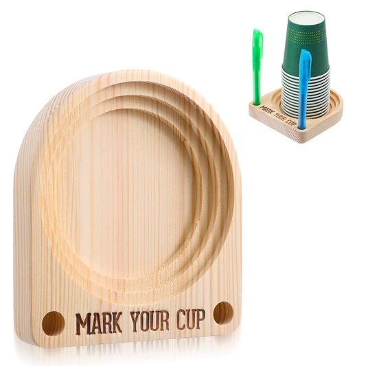 Cup Holder with Marker Slot Wooden Party Cup Holder Compact Solo Cups Organizer for Kitchen Countertop Picnic