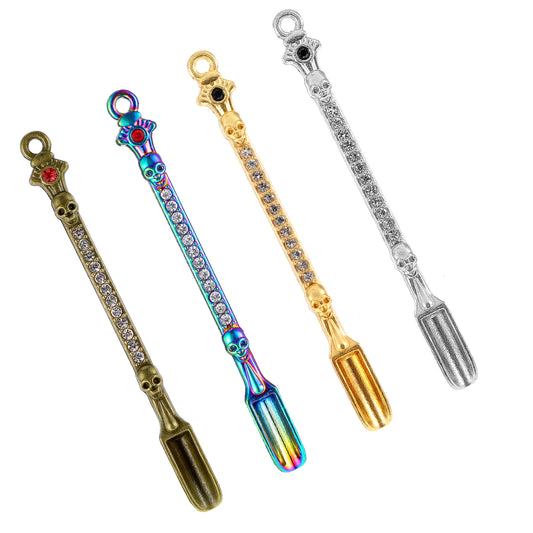Lusofie 4 Pcs Mini Spoons with Crystal Pendant Small Spoons Metal Tiny Spoon Necklace for Filling Small Bottles to Scoop Spices As Pendant Jewelry Shovel Spoon(Multicolor)