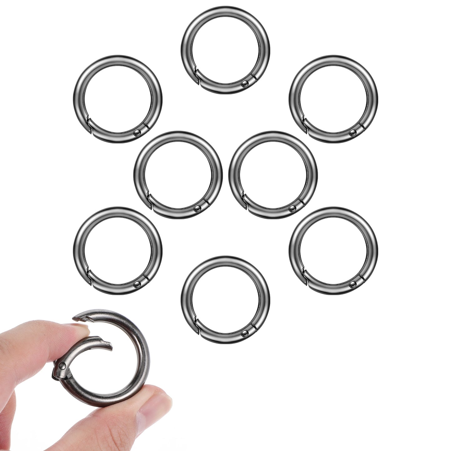 Lusofie 8 Pcs O Ring Clip 1 Inch Spring O Ring Clasp Round Clips for Purse Straps Mini Carabiner for Bag Purse Handbag Strap Craft Jewelry Making(Black)