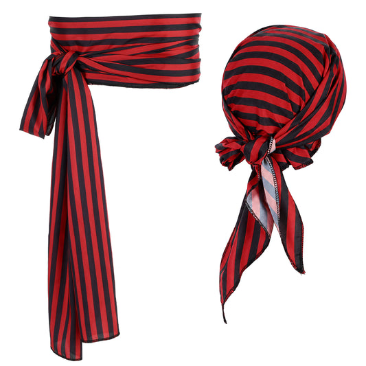 HekouJiub Pirate Bandana and Waist Sash Set Halloween Costume Accessories