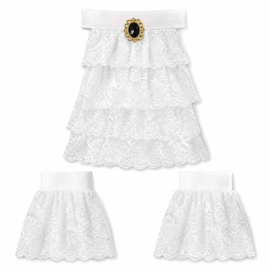 Tucnoeu Victorian Lace Jabot And Cuffs Set, Colonial Ruffle Collar Colonial