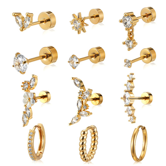 Stud Huggie Small Hoop Earrings Hypoallergenic Earrings Set