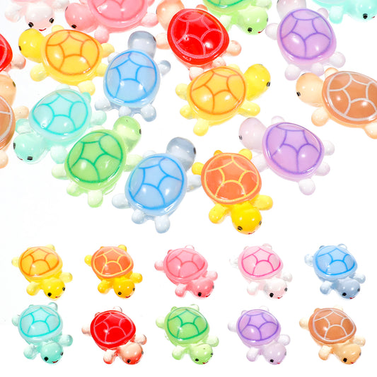 HekouJiub 20 Pcs Mini Turtles, 10 Colors Tiny Resin Animals, Glow in Dark Resin Turtles for Landscaping Aquariums, Refrigerators, Glass Planters, Moss Gardens and Fairy Gardens