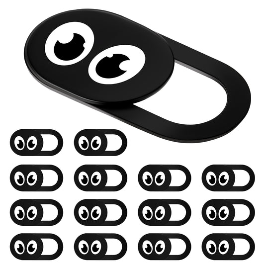 HaiFafafaing 15pcs Laptop Camera Cover Slider Small Slide Webcam Cover Self Adhesive Phone Camera Cover Fits Desktop Pc Tablet and Moble Phone to Protect Your Device and Privacy(Black Eyes)