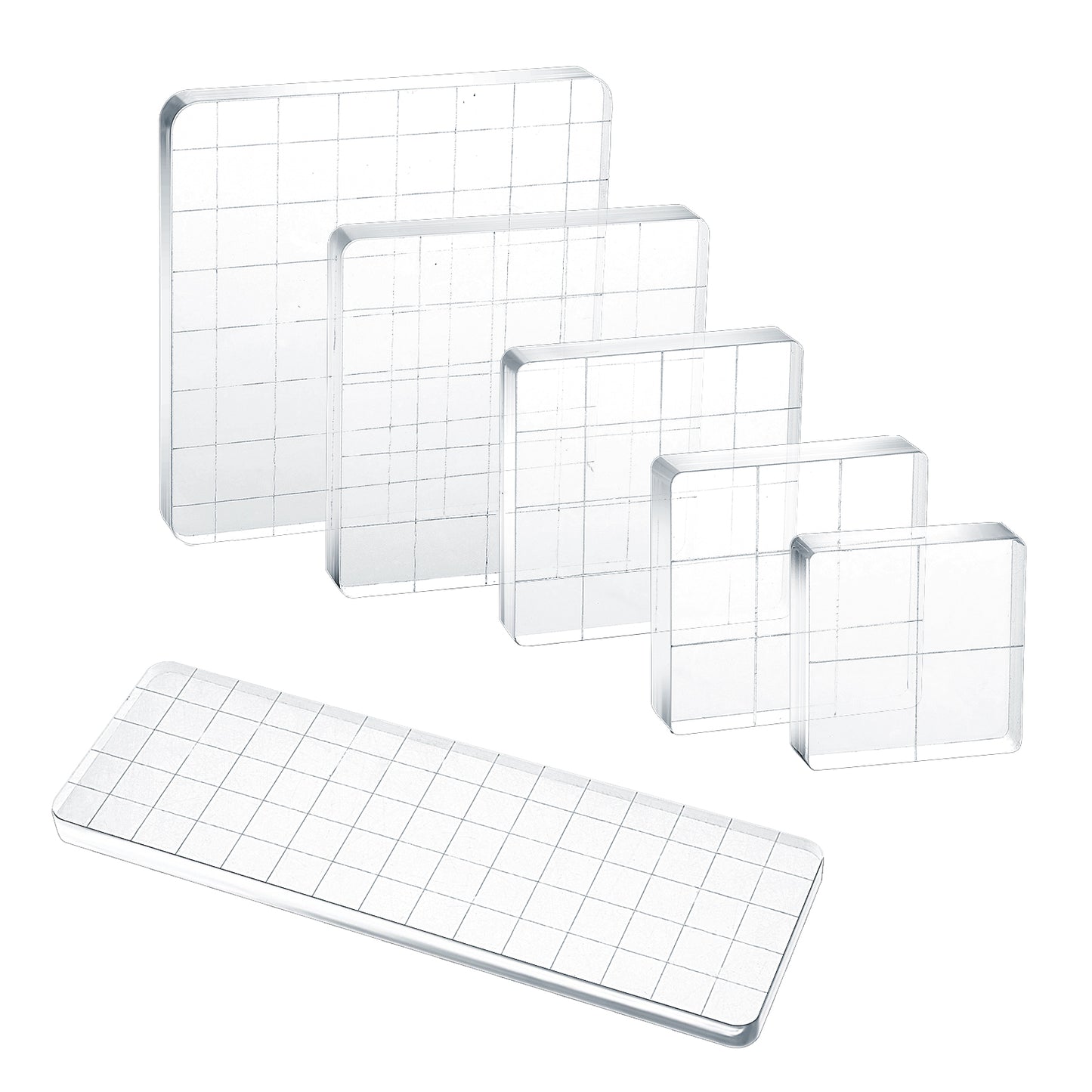 6Pcs Acrylic Stamp Block Clear Stamping Blocks with Grid Lines Assorted Pattern Stamp Blocks for Scrapbooking DIY Crafts Card Making