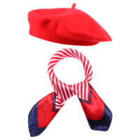 French Beret Hats for Women, Costume Accessories Set with Silk Scarf