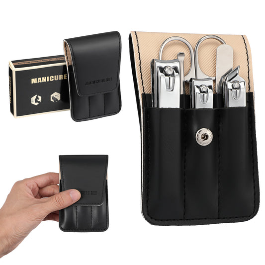 Nail Clipper Set, 6 Pcs Stainless Steel Fingernail and Toenail Clippers, Manicure Kit with PU Leather Case, Travel Essentials and Gift Ideas