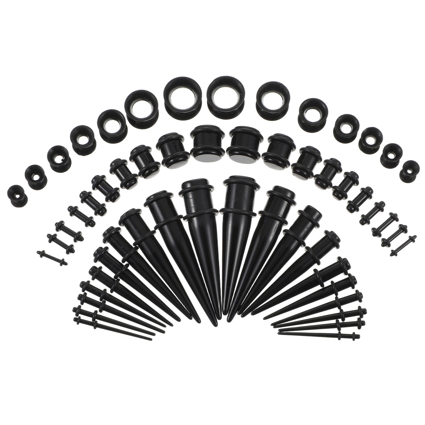 Neyauo 54 Pieces Ear Stretching Kit 14G-00G Acrylic Tapers Silicone Tunnels Plugs Starter Gauges Expander Set for Ears Body Piercing Jewelry Earring Gauges for Women Men
