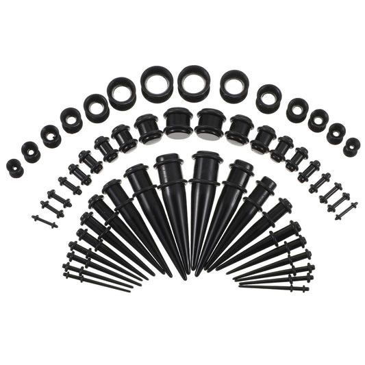 Neyauo 54 Pieces Ear Stretching Kit 14G-00G Acrylic Tapers Silicone Tunnels Plugs Starter Gauges Expander Set for Ears Body Piercing Jewelry Earring Gauges for Women Men