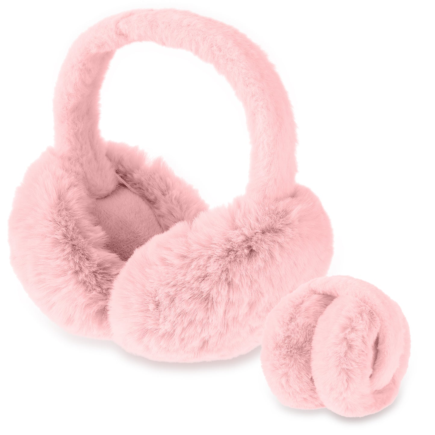 Lusofie Cute Women's Earmuffs Fur Earmuffs Furry Fluffy Ear Muffs Plush Ear Warmer Ear Covers Ear Muffs for Winter Cold Weather(Pink)
