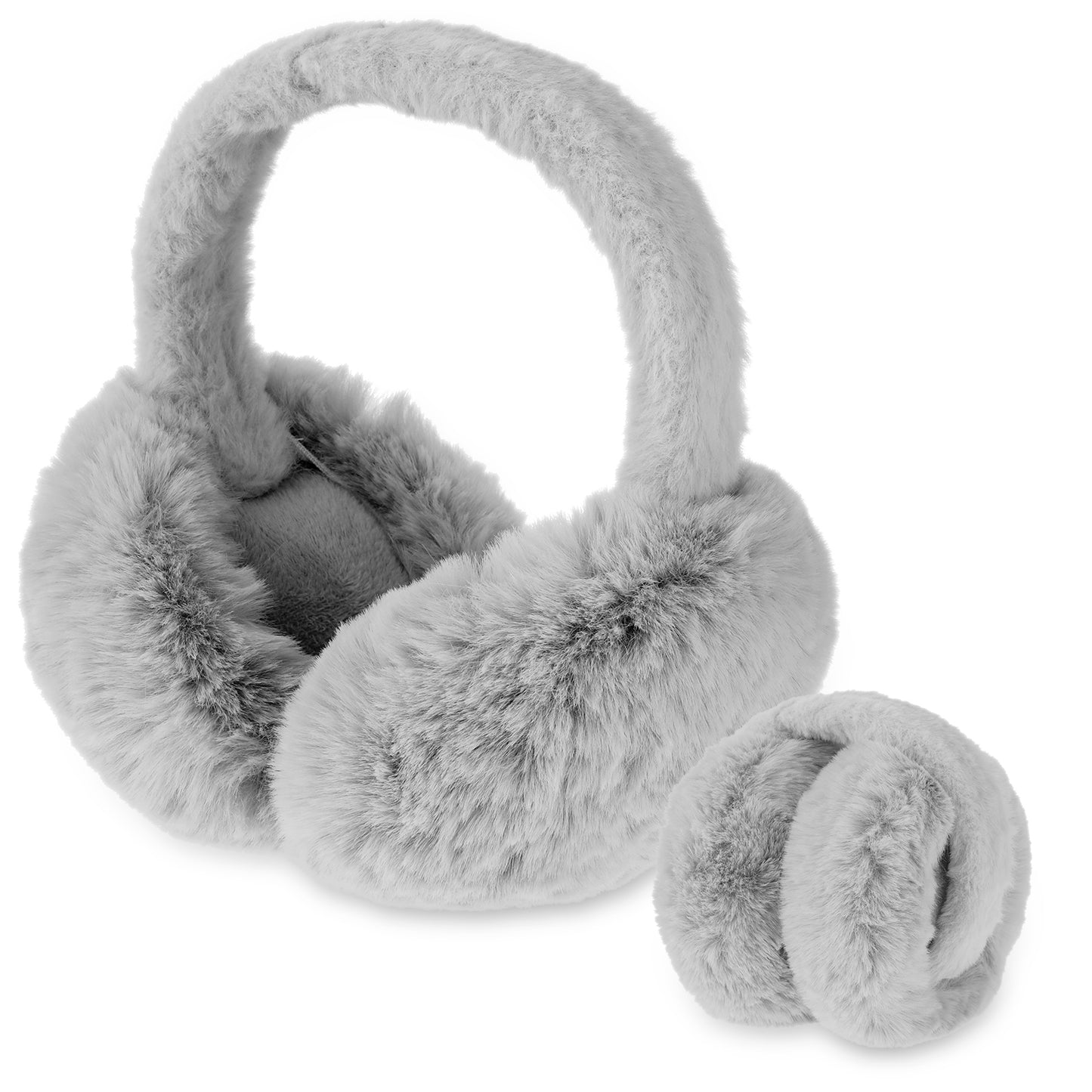 Lusofie Fur Earmuffs Furry Ear Muffs Cute Women's Earmuffs Earmuffs Plush Ear Warmer Ear Covers Ear Muffs for Winter Cold Weather(Grey)