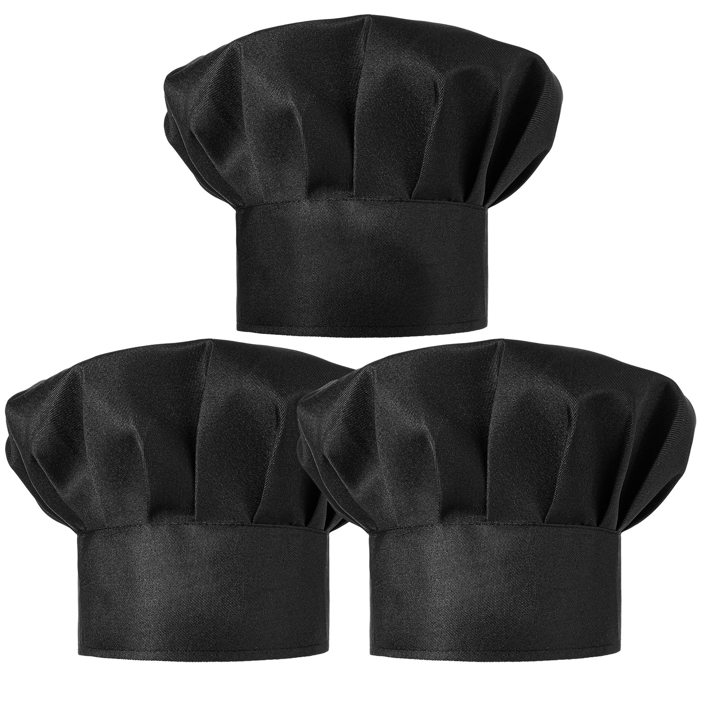 Tucnoeu 2pcs Chef Hats for Men, Adjustable Elastic Black Chef Hat Reusable and Washable Bakers Hat Cotton Chef Cap for Adults Kids, Kitchen, Hotel, Restaurant