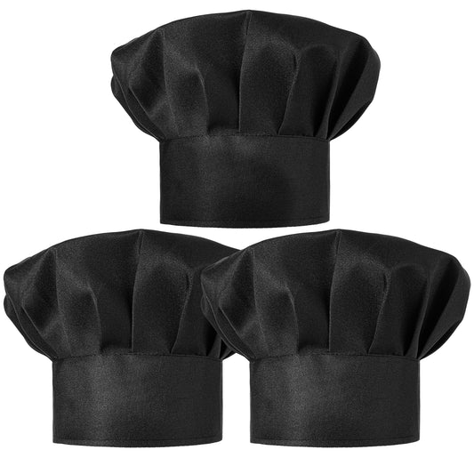 Tucnoeu 2pcs Chef Hats for Men, Adjustable Elastic Black Chef Hat Reusable and Washable Bakers Hat Cotton Chef Cap for Adults Kids, Kitchen, Hotel, Restaurant