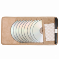 Yykazqe CD Visor Holder for Car, Beige Visor CD Holder 10 DVD Organizer with 1 Mesh Pocket, 1 Pen Holders, and Elastic Strap