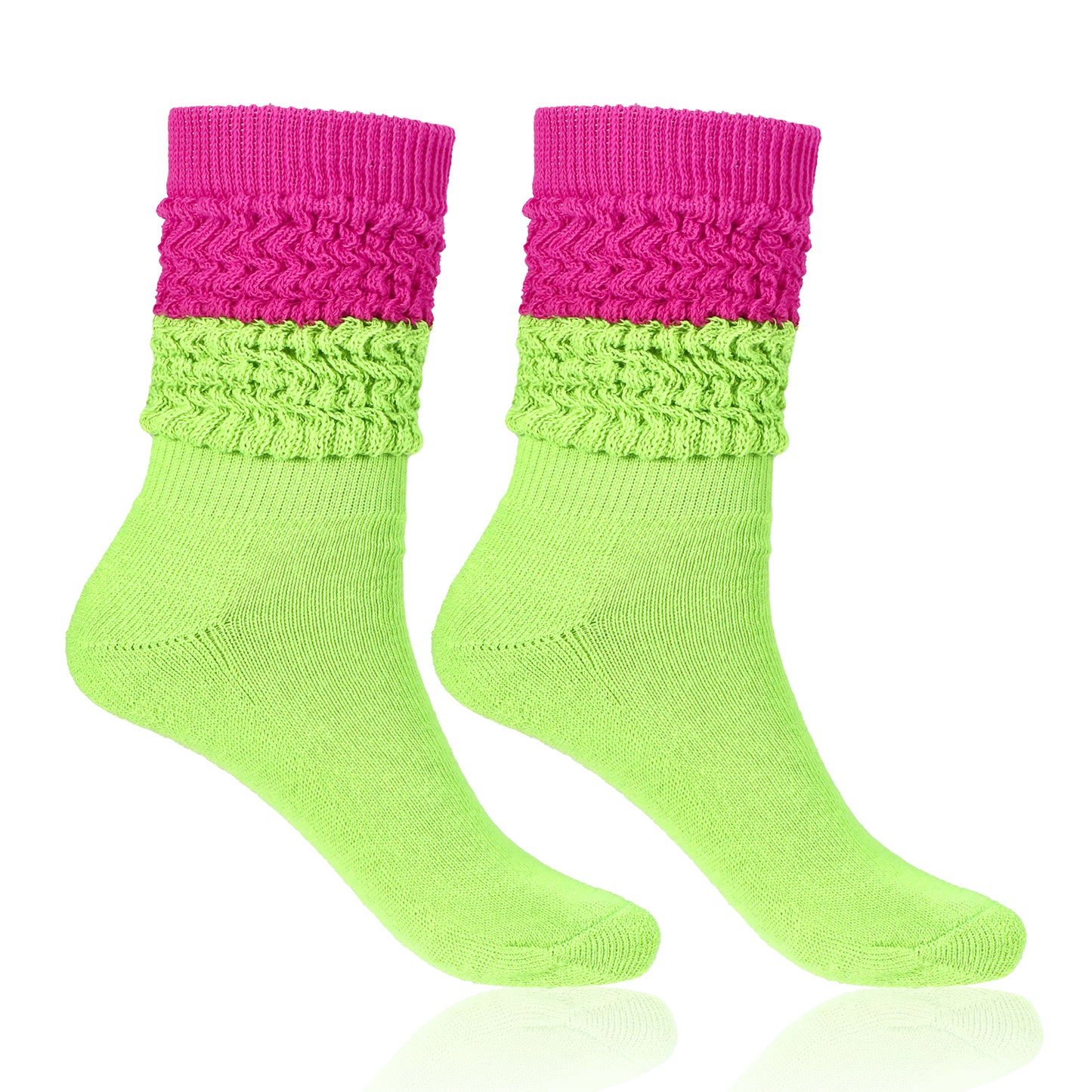 Yolev Neon Slouch Socks for Woman 80s 90s Neon Leg Warmers Extra Soft Scrunchy Socks for Women Knee High Slouchy Socks for Party 80S 90S Halloween Christmas Outfit Accessories
