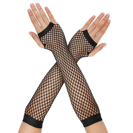 Neyauo Fishnet Gloves, Fingerless Arm Gloves, Mesh Neon Gloves For Women, Costume Accessories, Halloween, Cosplay, Party, Retro 80s Style
