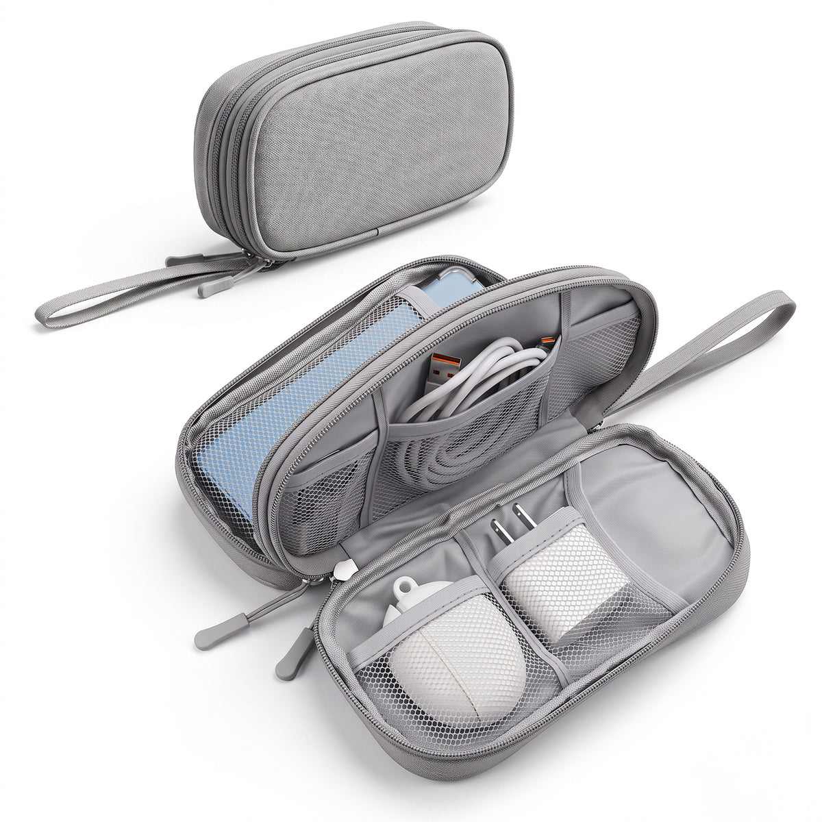 Double Electronics Travel Organizer,Tech Pouch Travel Cable Organizer Bag