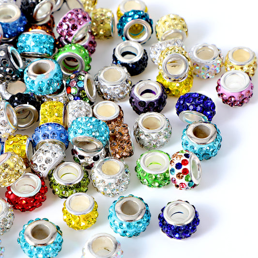 100 pcs Beads for Jewelry Making 12 mm Sparkling Crystal Spacer Beads Colourful Rhinestone Crystal Beads for Jewellery Making Pen Beads