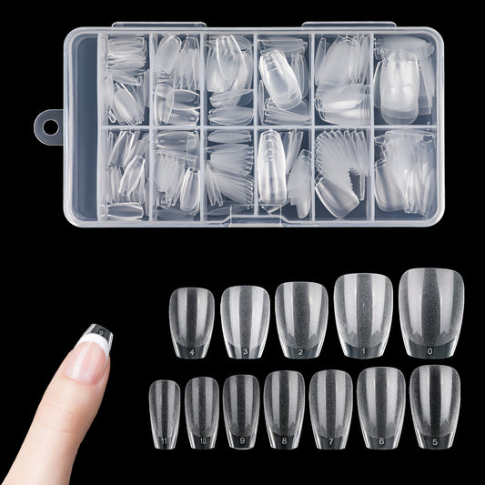 Lusofie 240Pcs Extra Short Coffin Nail Tips Pre-Filed Half Matte Short Coffin Nail Tips Clear Acrylic Full Cover Fake Soft Gel Nail Tips for Nail Extensions(XS)