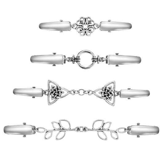 Pack of 4 Vintage Cardigan Clips for Women Pullover Clip Brooch Antique Scarf Cardigan Clip Chain Collar Clips Closure for Women Wearing 4 Styles